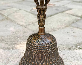 Vintage Tibetan Buddhist Meditation buddha Bells Dorje Vajra,Singing Scripture diamond bells to ward off evil spirits Taoism Singing Bowl