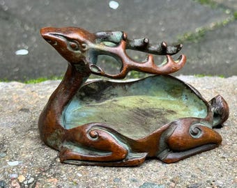 Vintage copper deer Incense Stick Burner, for Yoga, Fortune Feng shui figure, Desktop  Zen Yoga Decor for Meditation & Relaxation Gift