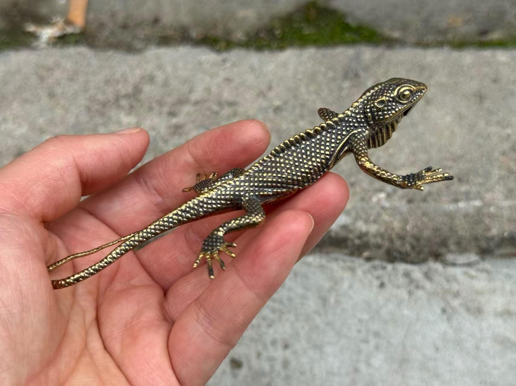 Brass Lizard Statue Ornament,animal Figurine Home Office Garden