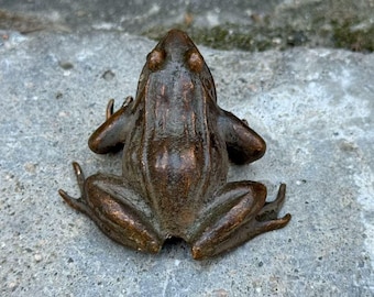 Estatua de rana de cobre rojo, rana tallada de Feng Shui, mascota de té, pisapapeles de rana de la fortuna antigua, decoración de mesa de té de latón, decoración de estante de riqueza 6