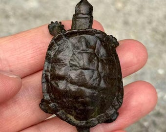 Mini statue vintage de tortue en cuivre, figurines de richesse, décoration rétro pour la maison, ornement FengShui de tortue de longévité, symbole de paix, tortue de fortune
