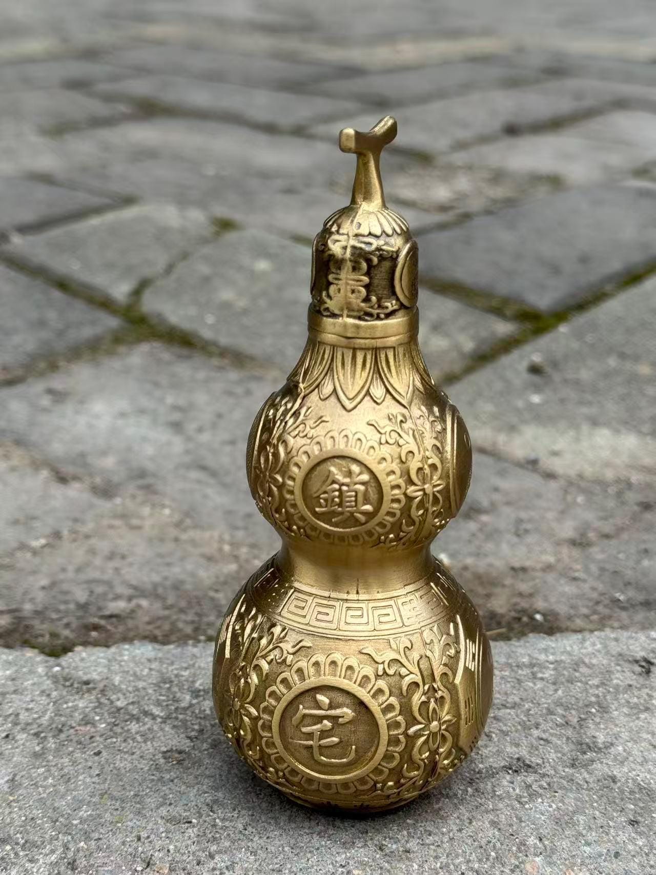 Vintage Brass Hu Lu Feng Shui Decor Blessing Good Luck Prosperity