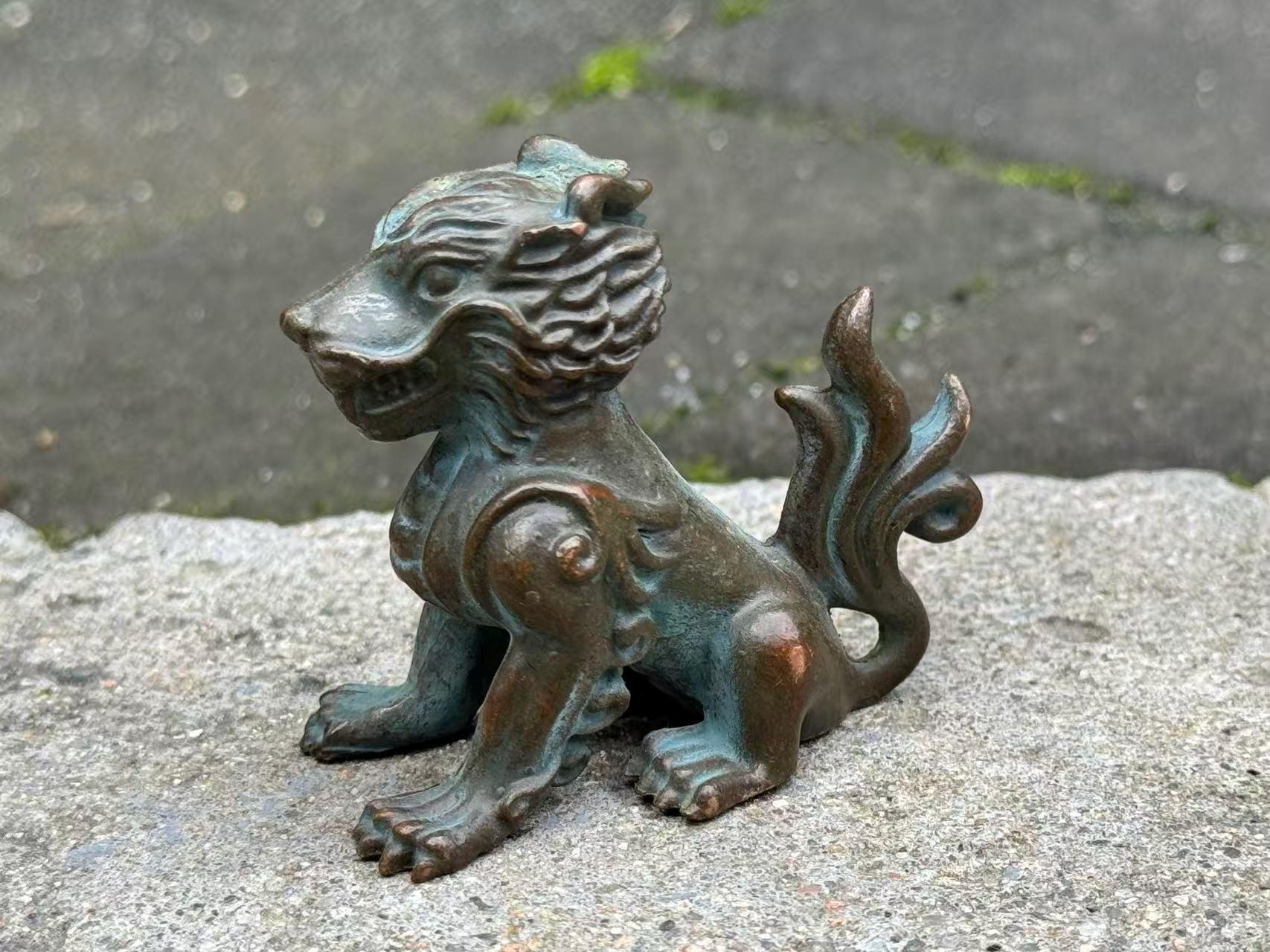 China Fengshui Brass Copper Dragon's Son Animal Auspicious Lucky