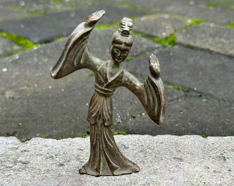 Copper Beauty Girl Bronze Statue, Vintage Copper Stand Beauty Goddess Woman People Sculpture, Dancing Woman FIgure Paperweight gifts