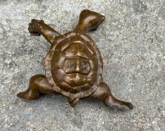 Vintage Copper Turtle Statue,tortoise Figures for Home Retro Decor ,Longevity Tortoise Feng Shui Ornament Symbol of Peace Fortune Turtle