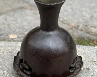 Vintage style copper incense burner,  home insense burner bowl, Cone Coil Ash Catcher with Lid for Indoor Ornament table decor