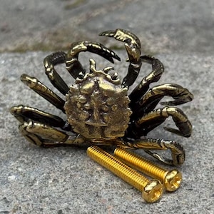 Brass Crab Statues Door handle, metal handles,Fortune Crab figure  mini toys gift home ornaments  door cabinet hook