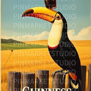 Vintage Guinness-toekanposter | Retro kunst aan de muur | Iconische bieradvertentie | Digitaal downloaden of afdrukken