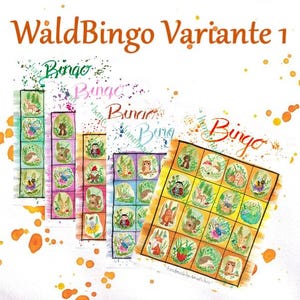 Cartones de Bingo con Motivos Forestales – Descargar PDF – Juego para cumpleaños infantiles, viajes, celebraciones familiares, fiestas de graduación – 10 jugadores