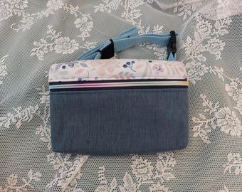 Auarell floral softshell bum bag, water-repellent | Unisex bag for children and adults, rainbow zipper, key holder, loop