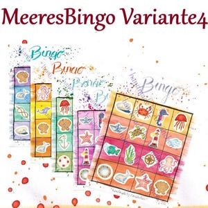 Schede Bingo Motivi Marini – Scarica PDF – Gioco per compleanni, viaggi, feste di famiglia, feste di laurea – 10 giocatori