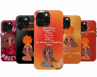 Tropicoqueta Girl Doll Inspired Phone Case for iPhone – Orange Viajando Por El Mundo Tropitour Fan Art Cover – Gift for Latina Music Lover