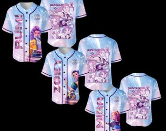 Huntrix K-pop Demon Hunters Inspired Baseball Jersey Shirt | Mira Rumi Zoey Saja Girls Fan Jersey | Sport Apparel Gift