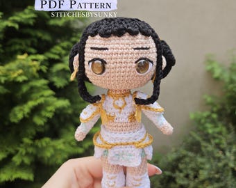 Amigurumi pattern KPOP Demon Hunters chibi Zoey doll crochet PDF pattern, ENGLISH