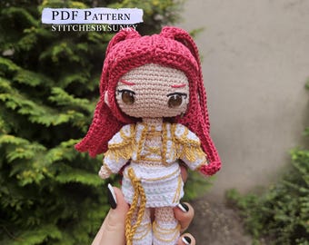 Amigurumi pattern KPOP Demon Hunters chibi Mira doll crochet PDF pattern, ENGLISH