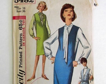 Simplicity 5482 Vintage Jumper, Blouse Pattern 1964 Misses Size 16