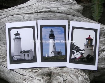 Photo Greeting Cards, Lighthouses, Yaquina, Heceta Head, North Head, set of 3