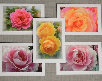 Blank Photo Greeting Cards Peonies & Roses Assortment