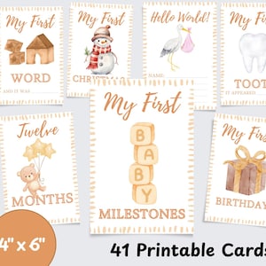 Cartes d'étapes à imprimer pour bébé, cadeau nouveau-né, livre de souvenirs pour bébé, idée cadeau baby shower, livre d'étapes du mois, nouveau cadeau pour la première fois maman