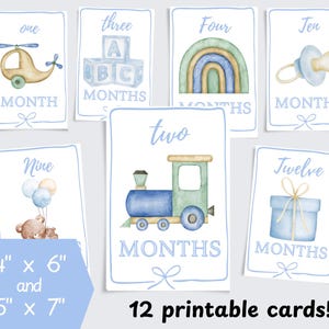 Cartes d'étape à imprimer pour bébé, nouveau cadeau de naissance pour garçon, livre de souvenirs pour bébé, idée cadeau baby shower, livre d'étape du mois, nouveau cadeau pour la première fois maman