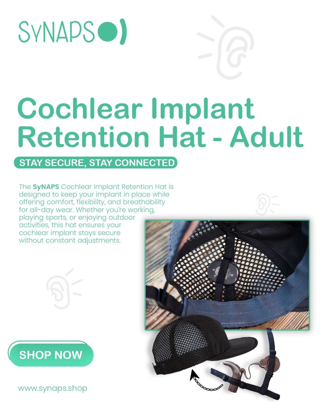 Cochlear Covers Ear Free Cochlear Implant Hat - Secure Processor Holder ...