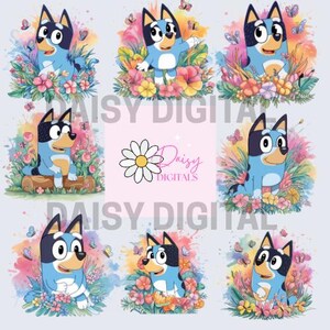 Clipart ad alta risoluzione acquerello cane blu download immediato