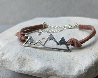 Mountain Bracelet, Hiking Gifts for Women, Stainless Steel Hiking Jewelry, Outdoorsy Gifts for Friends, Unique Gifts for Him, Adventure Gift