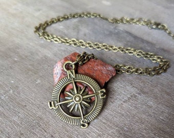 Antique Bronze Compass Necklace: Adventure Wanderlust Jewelry