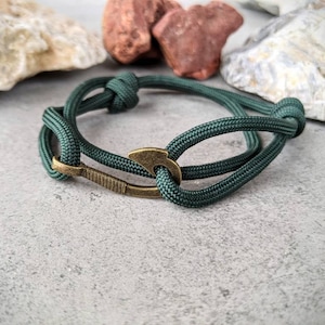 Fish Hook Bracelet, Fishing Gifts for Dads, Paracord Bracelet for Boyfriend, Adjustable Hunter Green Bracelet Men, Father&#39;s Day Gifts