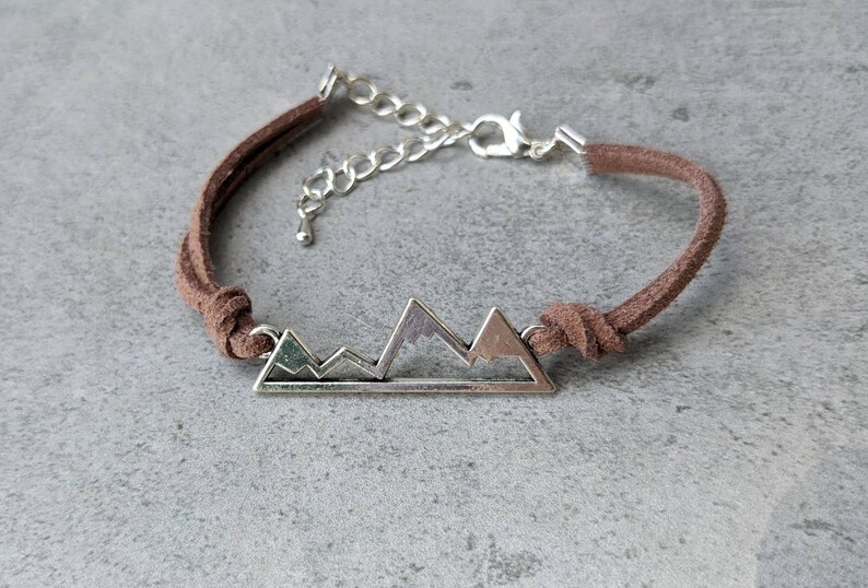 Suede Mountain Bracelet, Hiking Gifts for Women, Hikers Jewelry