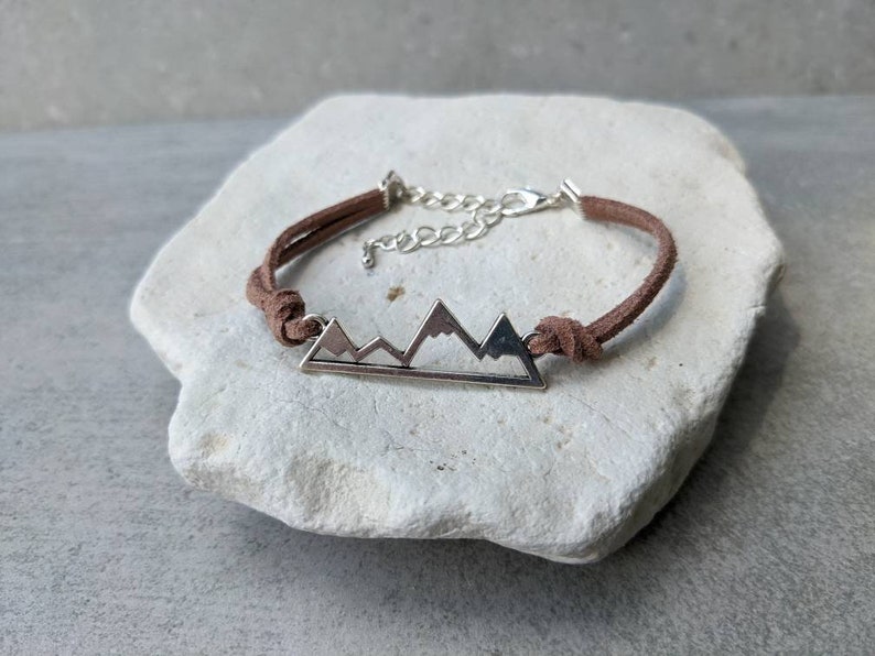 Suede Mountain Bracelet, Hiking Gifts for Women, Hikers Jewelry