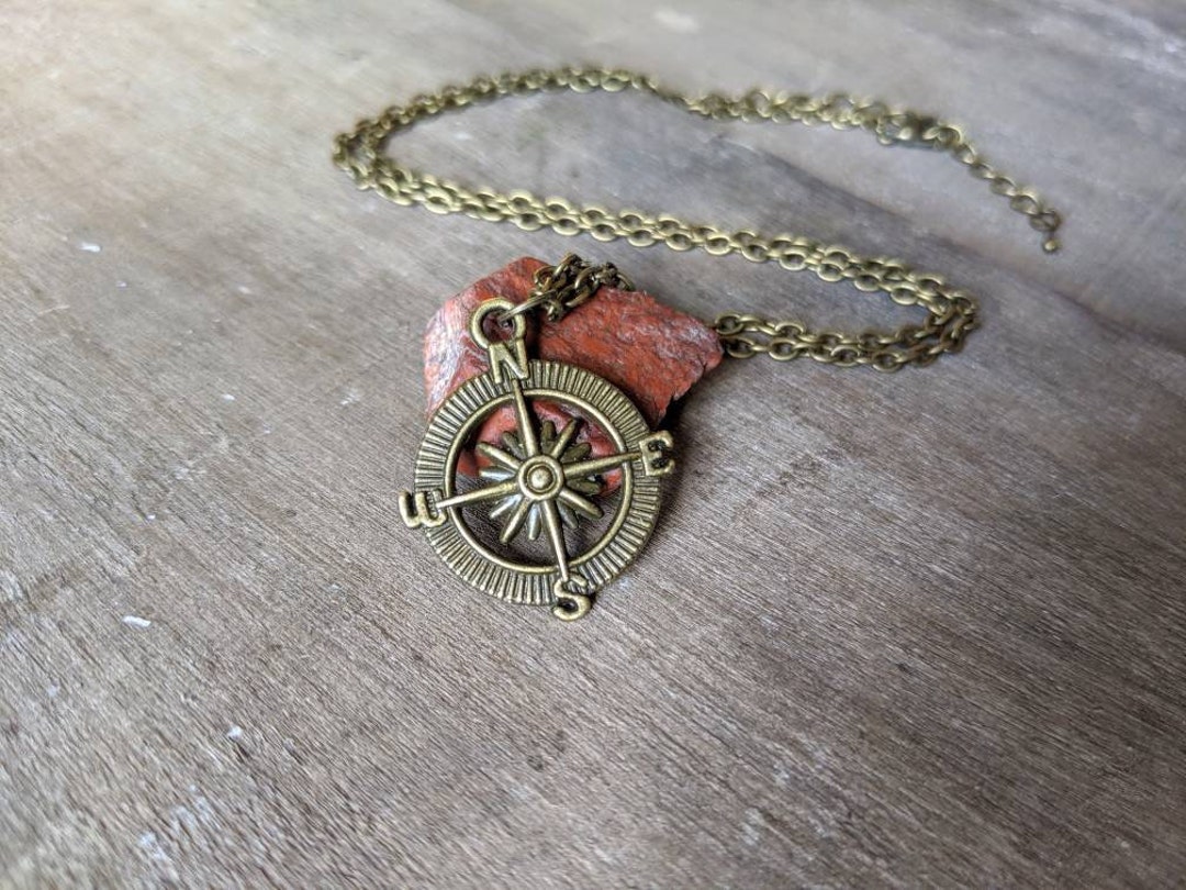 Boussole homme pendentif collier en acier inoxydable forgé pour les bijoux masculins2 - Sport