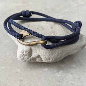 Fish Hook Bracelet, Fishing Gifts for Dads, Paracord Bracelet for Boyfriend, Adjustable Navy Blue Bracelet Men, Father&#39;s Day Gifts for Dad