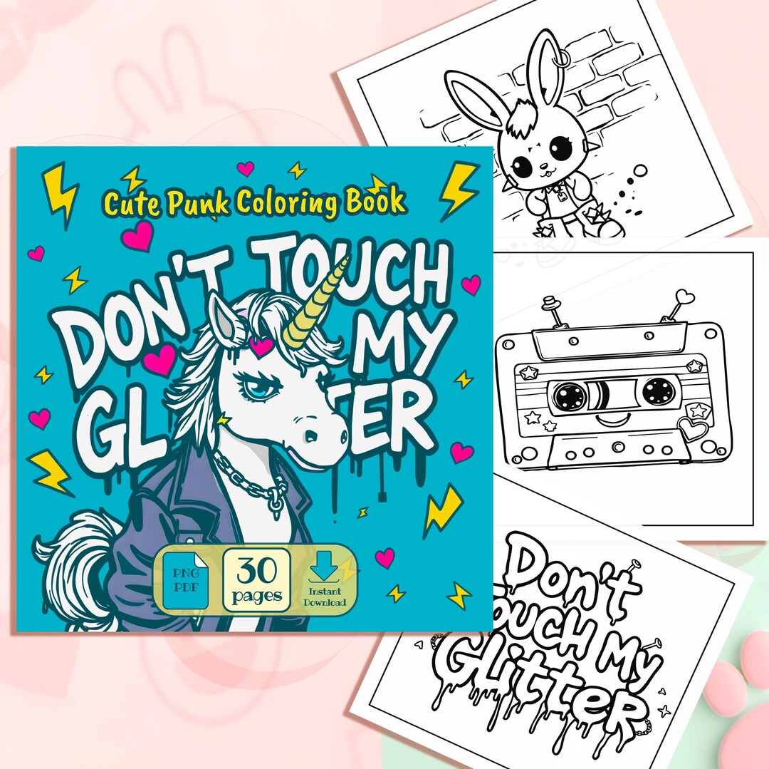 Color Book Punk Punk Rock Coloring Book, Kawaii Alternative Designs, 30 Pages (digital ...