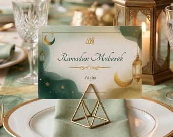Ramadan Mubarak Place Cards | Iftar Dinner Name Cards (Digital Download)