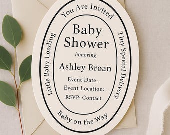 Editable Baby Shower Invitation Template | Minimal Chic Design | Editable Canva