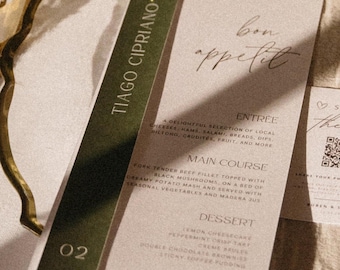 Bon Appetit Wedding Menu with Name Card / Tag