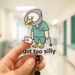 Infirmière drôle Badge bobine fatiguée pince oie cadeau mignon support pour carte d'identité médicale pour Rn Lpn Emt collègue personnel de l'hôpital rétractable pour elle ou lui