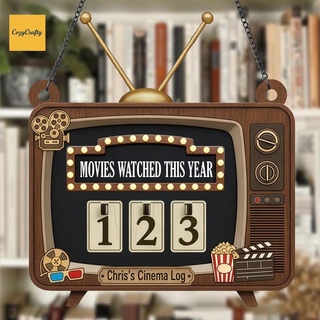 Movie Message Display CUSTOMIZABLE Movie Tracker Sign, PERSONALIZABLE Retro TV Cinema Decor ...