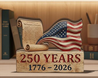 America 250th Anniversary Decoration, 1776-2026 Wooden Block