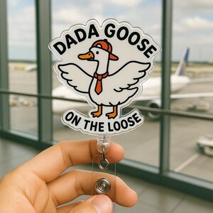 Badge drôle pour papa, bobine Dada oie en vrac, clip d'identité, cadeau pour lui, fête des pères, accessoire de bureau mignon, support rétractable, cadeau pour un collègue