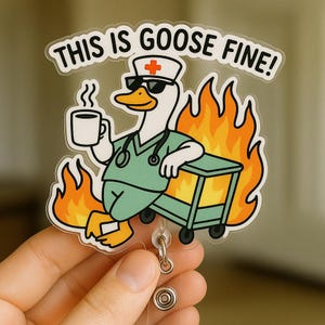 Infirmière drôle, bobine, café, oie, clip, mignon, support pour carte d'identité médicale, cadeau pour, infirmière, infirmier, infirmière, collègue, personnel hospitalier, rétractable, pour elle ou lui