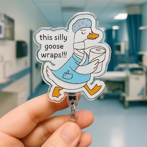 Infirmière drôle, bande, enrouleur, pince oie, mignon, support pour carte d'identité médicale, cadeau pour infirmière infirmiere, infirmière, collègue, personnel hospitalier, rétractable, pour elle ou lui