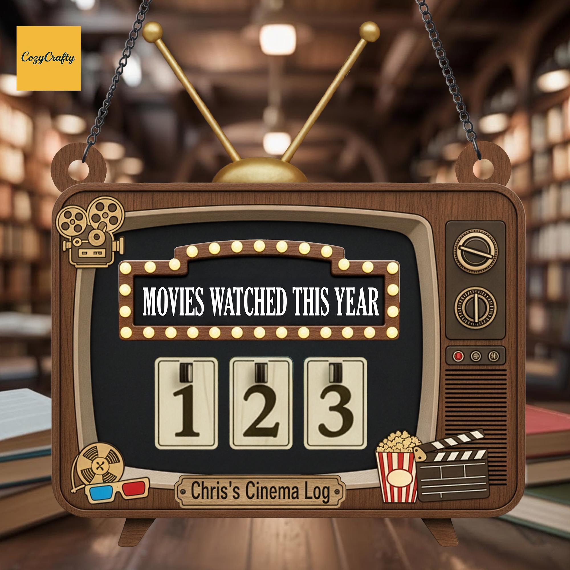 Movie Reference Clock CUSTOMIZABLE Movie Tracker Sign, PERSONALIZABLE Retro TV Cinema Decor ...