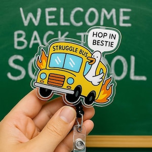 Insigne d'enseignant drôle, bobine de lutte, clip d'identification de bus, sautez dans le meilleur cadeau pour collègue, infirmière scolaire, bureau elle lui, accessoire de retour à l'école