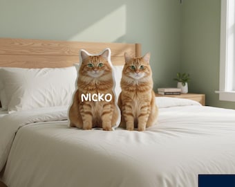Almohada de gato personalizada PERSONALIZABLE Cojín con retrato de mascota personalizable Regalo personalizado para amantes de los gatos Almohada de animal Bonita decoración del hogar para mamás y papás gatunos