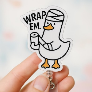 Insigne médical drôle bande de canard clip mignon soins des plaies RN cadeau pour infirmière collègue support d'identité rétractable pour elle lui personnel ambulancier