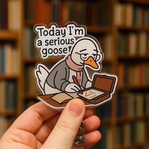 Porte-badge enseignant amusant en acrylique, porte-carte d'identité en acrylique, cadeau de bureau Silly Goose, accessoire de rentrée scolaire, cadeau amusant pour un collègue, humour au travail, pour elle, lui