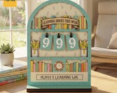Personalized Learning Hours Tracker, Custom Kids Study Log Board, Weekly Education Counter Decor, Back to School Gift for Children