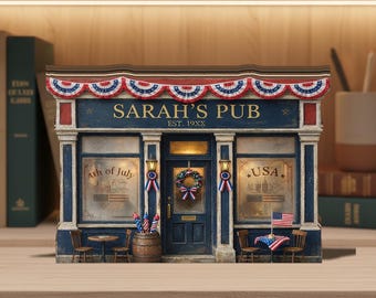 Letrero de madera patriótico para pub, decoración personalizada para bar, adorno personalizado para estante del 4 de julio, recuerdo de taberna americana, idea de regalo estadounidense para el hogar.